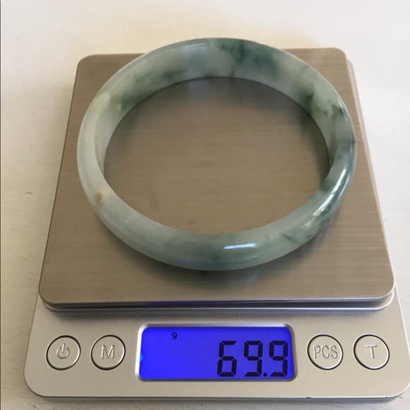 Vintage Olde Large Mossy White Jade Bangle 70 Gr. - Picture 10 of 10